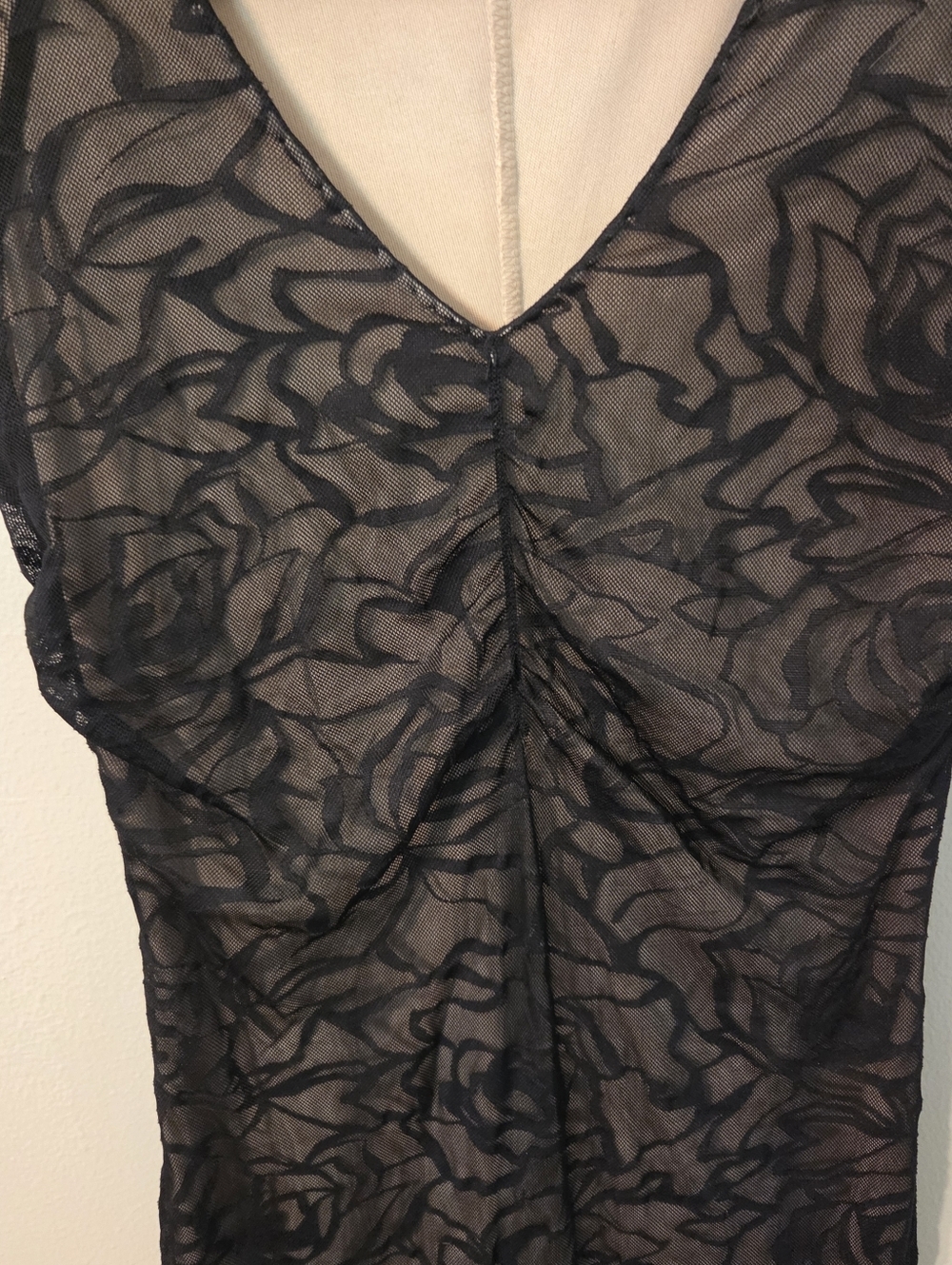 Vintage Womens Black Mesh Sheer Babydoll 90's Y2k Ruched Whimsigoth Dress. Sz S - Picture 6 of 8